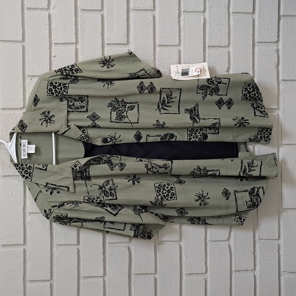Gloria Lance Tops - Gloria Lance Built In Green/Black Business/Casual Short Sleeve Blouse. Size 2X